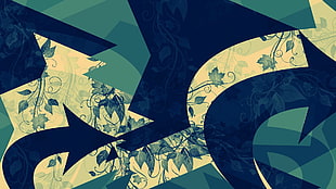 blue, green, and beige arrow wallpaper