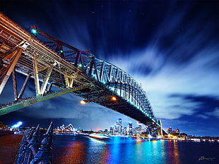 city bridge during nighttime, sydney HD wallpaper
