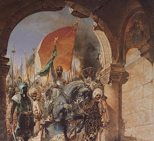 knights painting, Ottoman Empire, Fatih Sultan Mehmet(II. Mehmet), Istanbul HD wallpaper