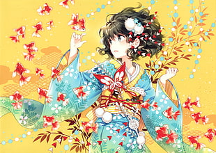 geisha anime character digital wallpaper