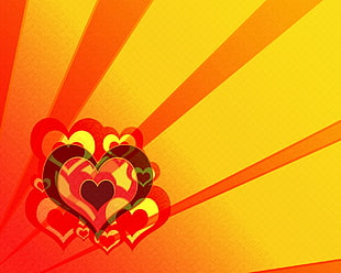 red and yellow heart digital wallpaper