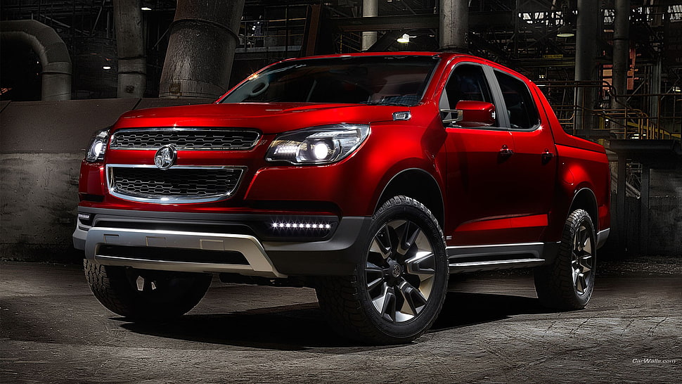 red crew cab truck, Holden Colorado, Holden, car, red cars HD wallpaper
