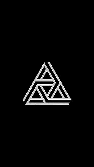 white triangular logo, black background, minimalism, digital art, abstract