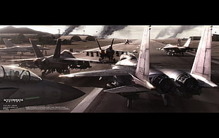 grey fighting aircraft lot, Ace Combat, Ace Combat 6: Fires of Liberation, video games HD wallpaper
