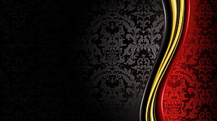 black, gold and red illustration HD wallpaper