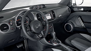 black Volkswagen steering wheel, car, Volkswagen