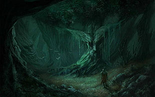 person standing infront of tree, fantasy art