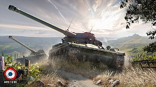 illustration of green tank, World of Tanks, wargaming, video games, AMX 13 90