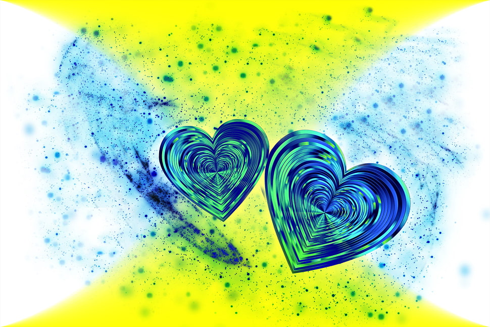 blue hearts illustration HD wallpaper