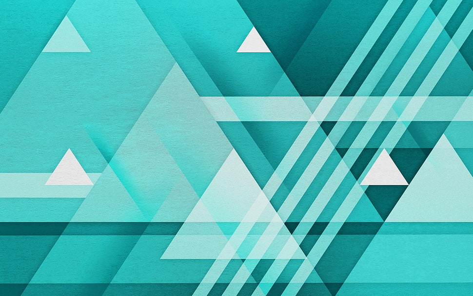 green Triangle print decor HD wallpaper