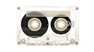 clear and black cassette tape, cassette, audio