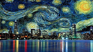 A Starry Night by Vincent Van Gogh HD wallpaper