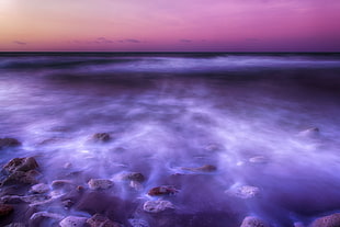landscape photography of purple body of water HD wallpaper