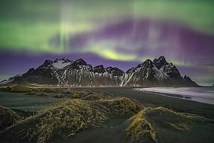 mountain under aurora Borealis, iceland HD wallpaper