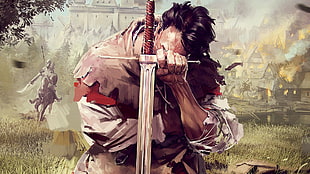 swordsman painting, Kingdom Come: Deliverance, video games, horse, digital art
