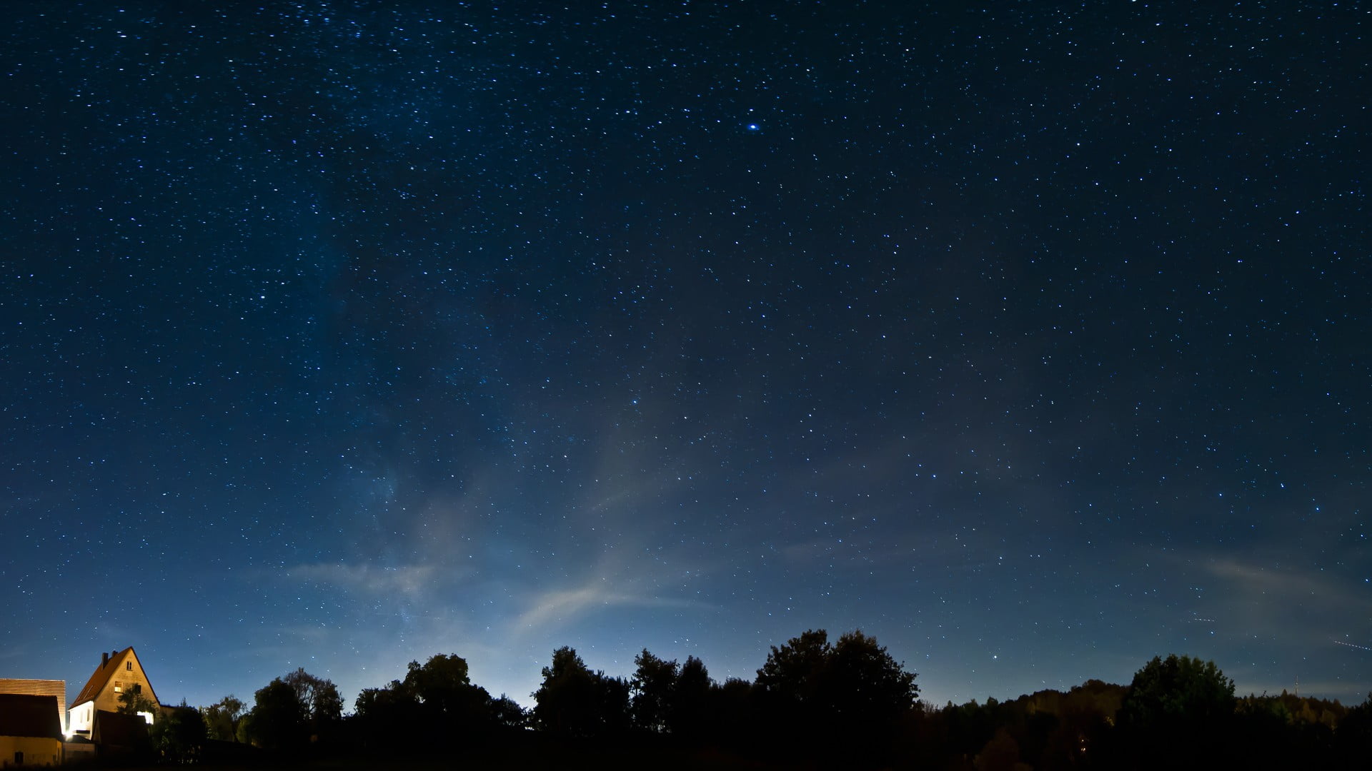 starry sky, sky, horizon, clouds, night