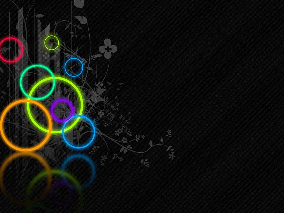 neon circles wallpaper, circle, black, selective coloring, pattern HD wallpaper