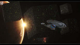Star Trek digital wallpaper, Star Trek, USS Voyager, Borg, space