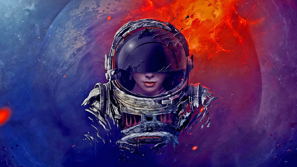 female astronaut painting HD wallpaper