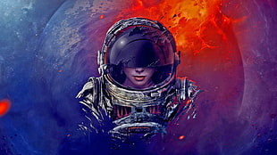 female astronaut painting