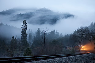 landscape photography of train HD wallpaper
