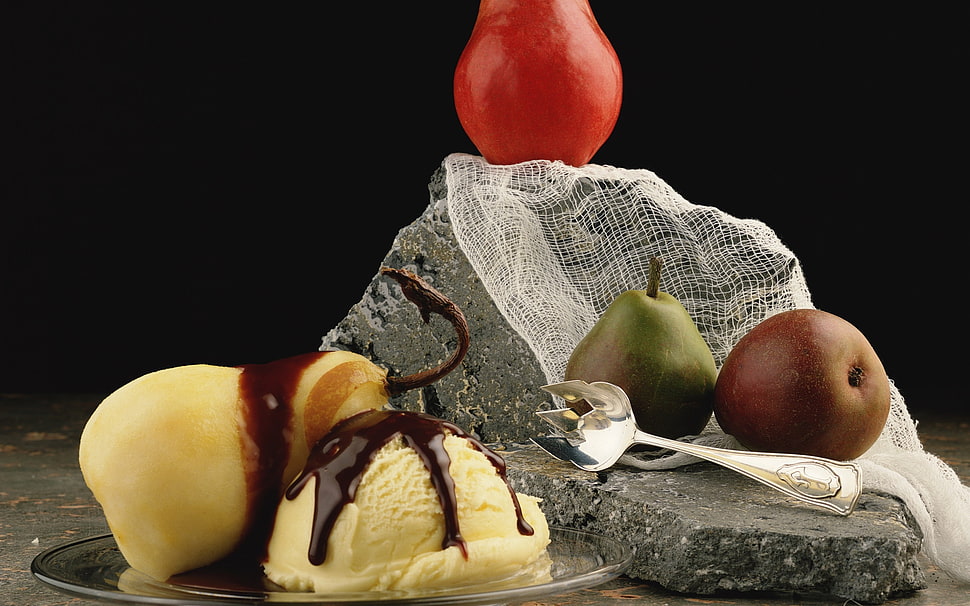 assorted fruits on gray rock photo HD wallpaper