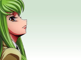green haired girl anime