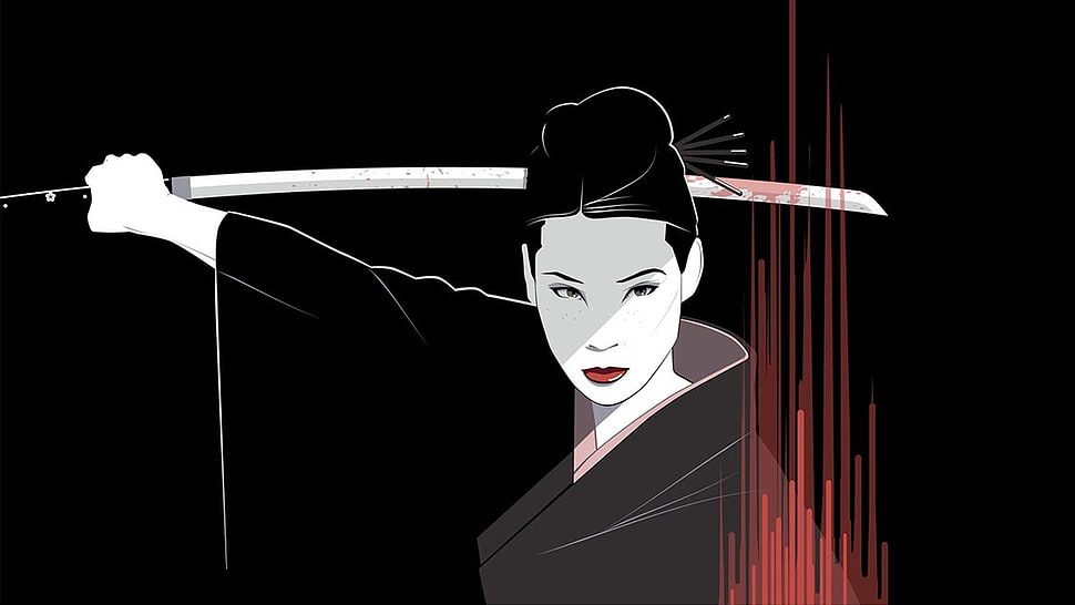 female samurai artwork, Kill Bill, Lucy Liu, Craig Drake, fan art HD wallpaper
