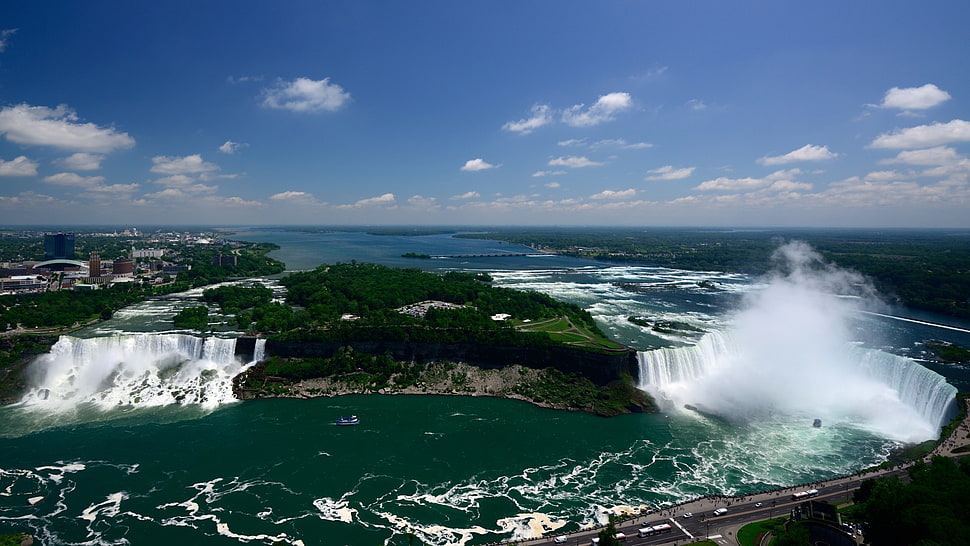 time lapse photo of waterfalls during daytime HD wallpaper