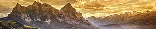 aerial view of mountain, Grosser Mythen, Switzerland, Europe, gold HD wallpaper