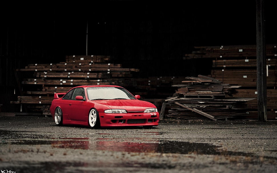 red coupe, JDM, Stance, Nissan, Silvia HD wallpaper