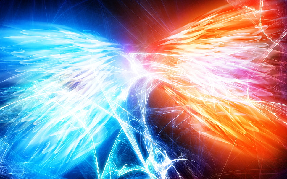 red and blue light combining graphics wallpaper HD wallpaper