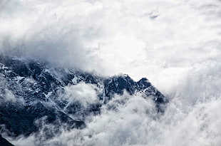 white clouds, Mountains, Clouds, Fog