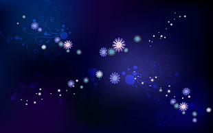 blue and white floral illustration