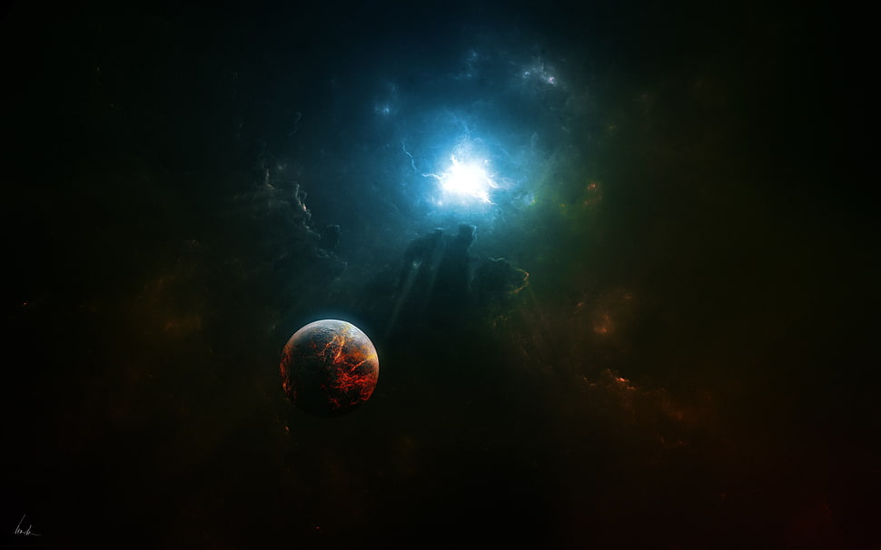 galaxy digital wallpaper, space, planet, fantasy art HD wallpaper