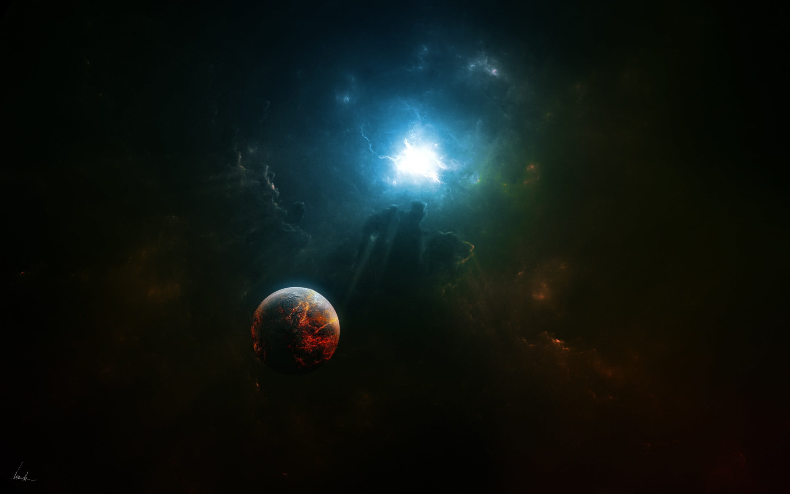 galaxy digital wallpaper, space, planet, fantasy art