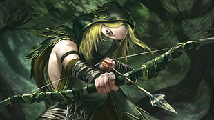 Dota 2 Wind Runner digital wallpaper, fantasy art, archer