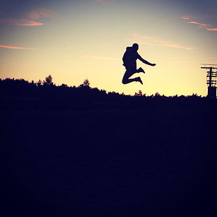 jumping person silhouette, jumping HD wallpaper