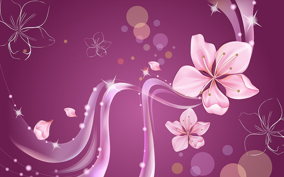 pink petaled flower wallpaper HD wallpaper