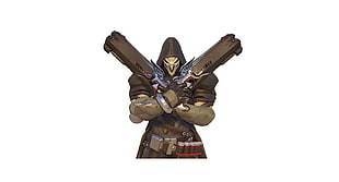 robot holding two guns digital wallpaper, reaper, Overwatch, Reaper (Overwatch)