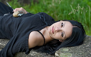 woman lying on ground HD wallpaper