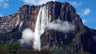 waterfalls on cliff, Angel Falls, Venezuela, waterfall, nature