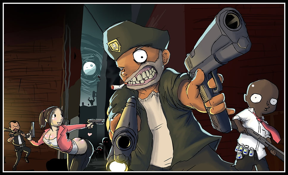 man holding gun illustration, Left 4 Dead, video games HD wallpaper