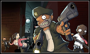 man holding gun illustration, Left 4 Dead, video games