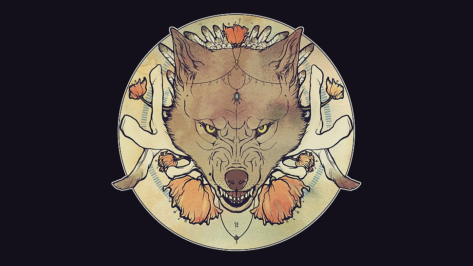 gray wolf artwork, animals HD wallpaper