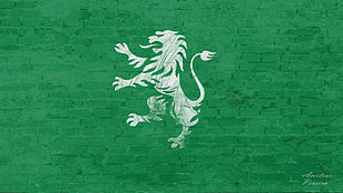 white lion logo, Sporting Lisbona, lion, wall, Sporting Clube de Portugal