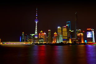 Oriental Pearl Tower, Shanghai at night, pudong HD wallpaper