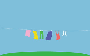 several clothes illustration hanged