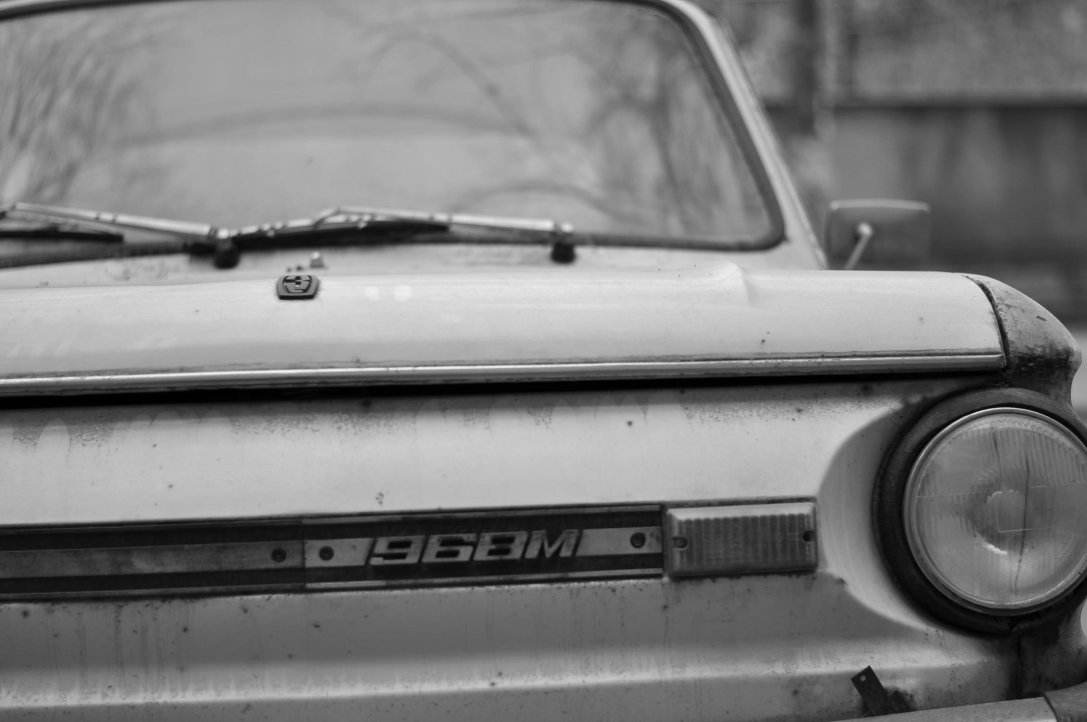 ZAZ Zaporozhets 968M, car, vehicle, old car, monochrome