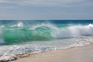 teal sea waves, sea, landscape, nature HD wallpaper